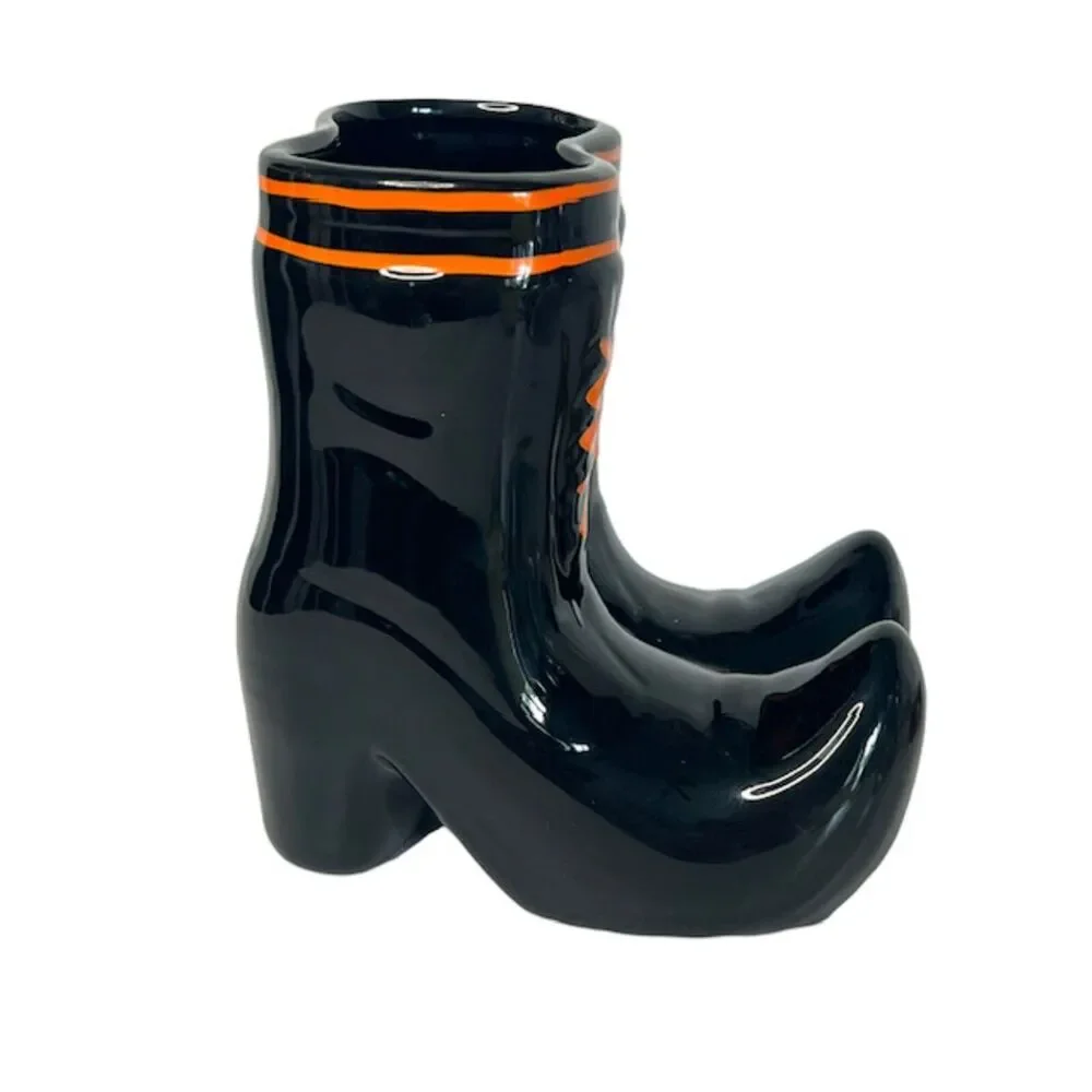 Halloween Figural Witch's Shoes Shaped Vase Witchy Decor